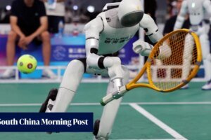 Chinese robots tackle tennis, smash track records at World Humanoid Robot Games