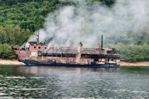 Philippines ferry fire: Search continues for dozens missing
