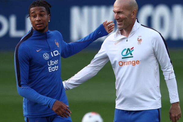 France’s new coach Zinedine Zidane leads first training session