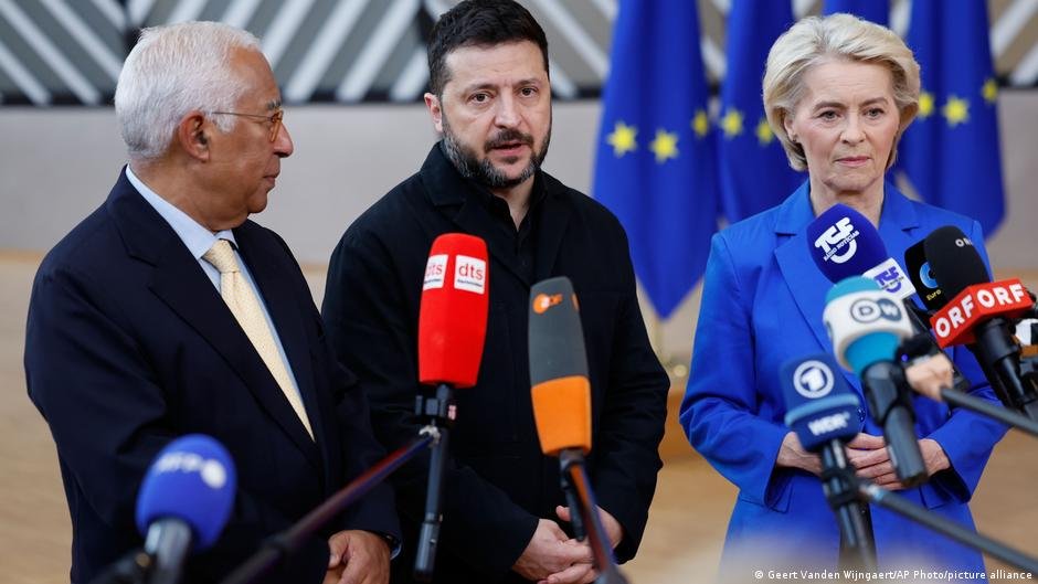 Ukraine’s Zelenskyy speaks at EU summit amid spat with Trump